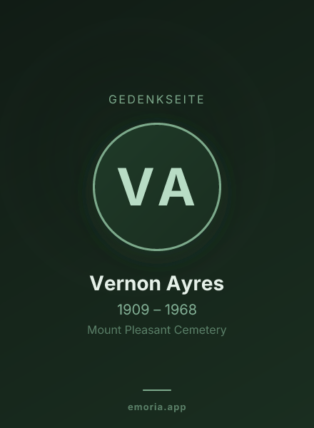 Gedenkportrait von Vernon Ayres