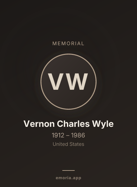 Memorial portrait of Vernon Charles Wyle