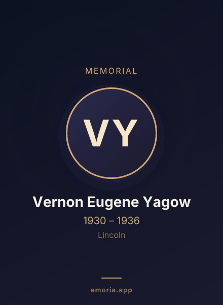 Memorial portrait of Vernon Eugene Yagow