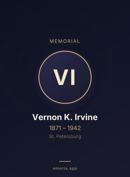 Memorial portrait of Vernon K. Irvine