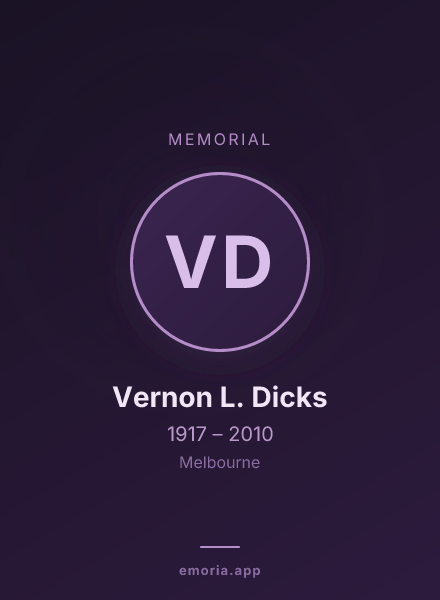 Memorial portrait of Vernon L. Dicks