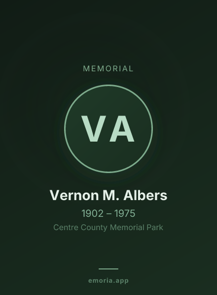 Memorial portrait of Vernon M. Albers