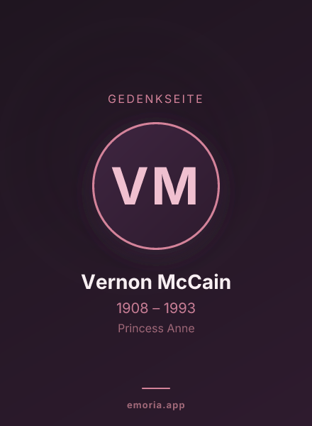 Gedenkportrait von Vernon McCain