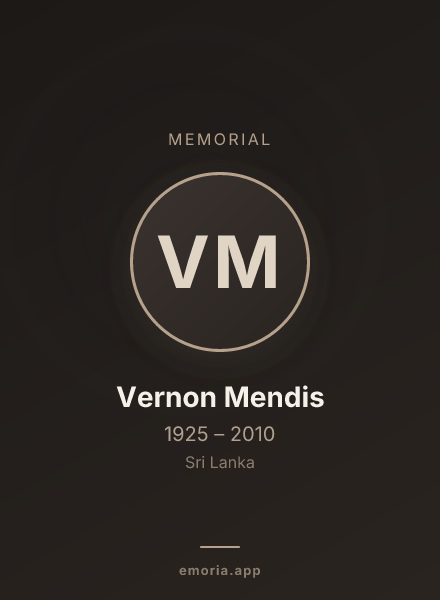 Memorial portrait of Vernon Mendis