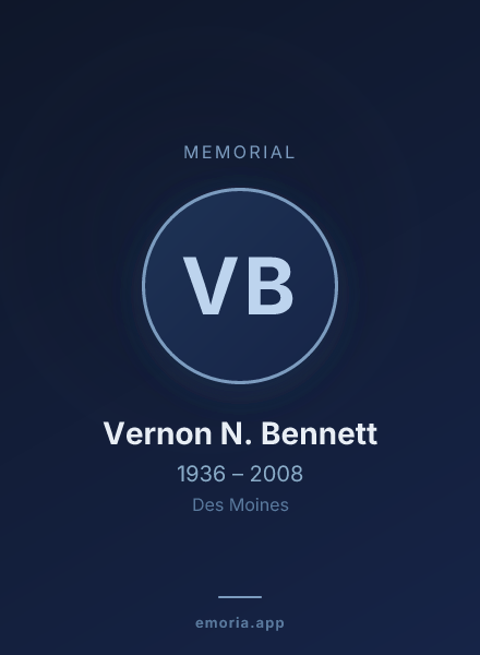 Memorial portrait of Vernon N. Bennett