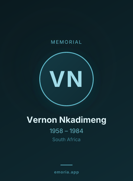 Memorial portrait of Vernon Nkadimeng