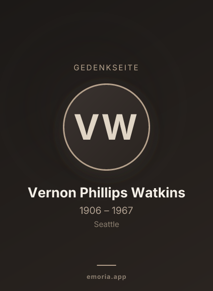 Gedenkportrait von Vernon Phillips Watkins
