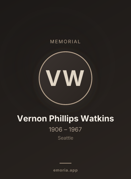 Memorial portrait of Vernon Phillips Watkins