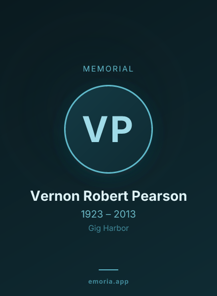 Memorial portrait of Vernon Robert Pearson