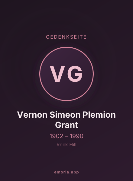 Gedenkportrait von Vernon Simeon Plemion Grant