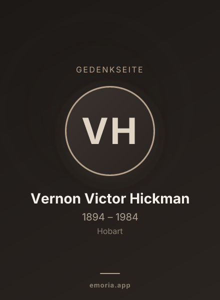 Gedenkportrait von Vernon Victor Hickman