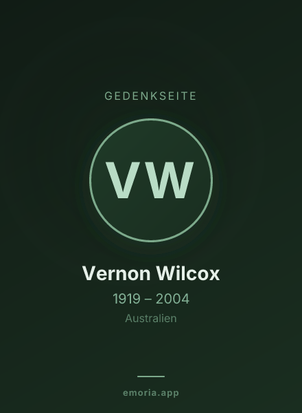 Gedenkportrait von Vernon Wilcox