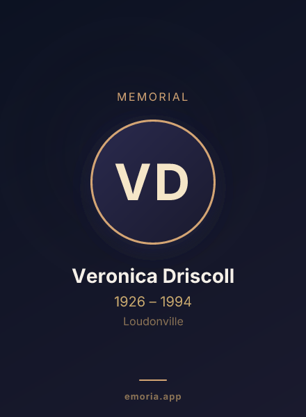 Memorial portrait of Veronica Driscoll