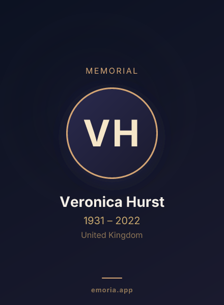 Memorial portrait of Veronica Hurst