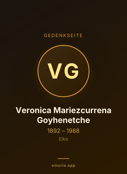 Gedenkportrait von Veronica Mariezcurrena Goyhenetche