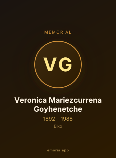 Memorial portrait of Veronica Mariezcurrena Goyhenetche