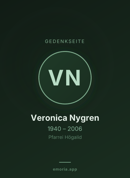Gedenkportrait von Veronica Nygren