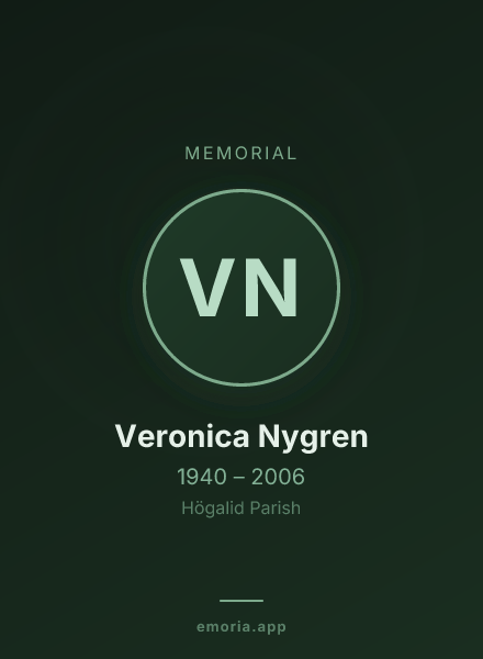 Memorial portrait of Veronica Nygren
