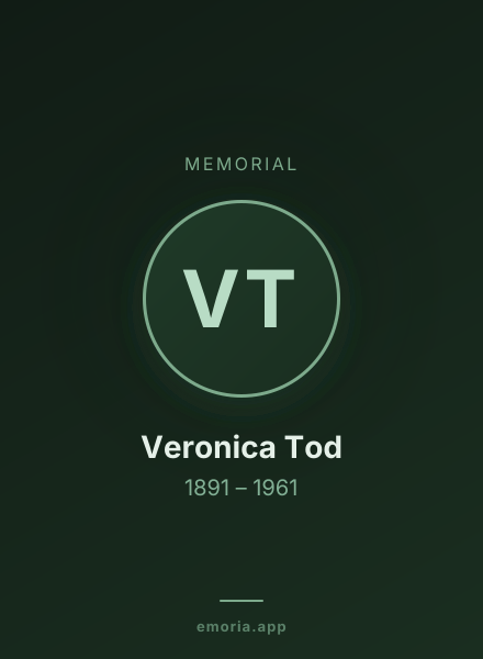 Memorial portrait of Veronica Tod