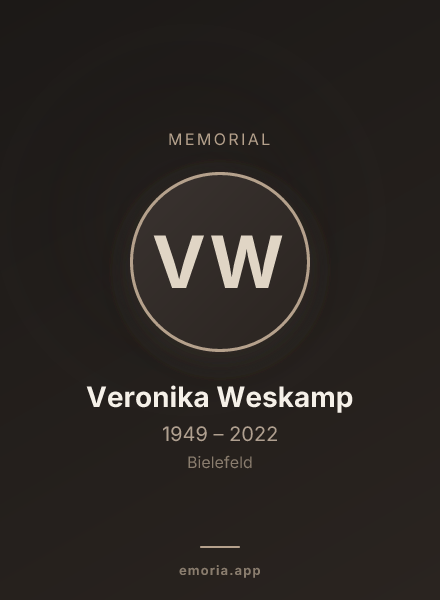 Memorial portrait of Veronika Weskamp