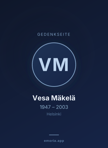 Gedenkportrait von Vesa Mäkelä