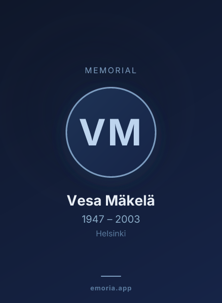 Memorial portrait of Vesa Mäkelä