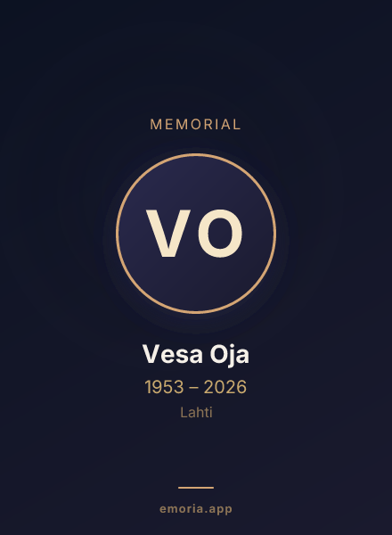 Memorial portrait of Vesa Oja