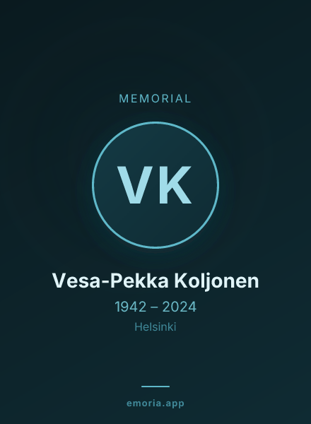 Memorial portrait of Vesa-Pekka Koljonen