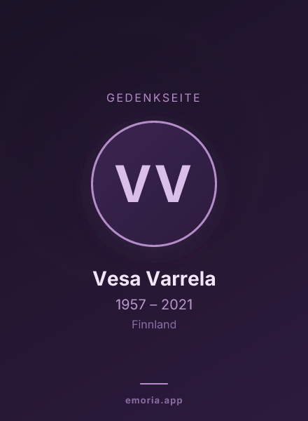 Gedenkportrait von Vesa Varrela