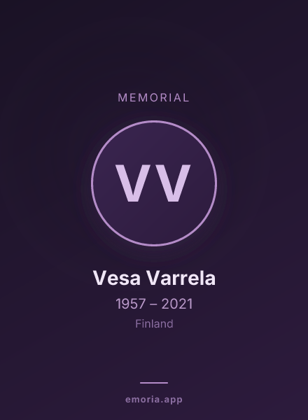 Memorial portrait of Vesa Varrela