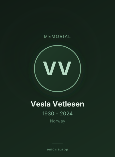 Memorial portrait of Vesla Vetlesen
