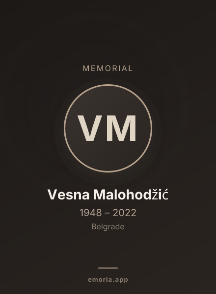 Memorial portrait of Vesna Malohodžić