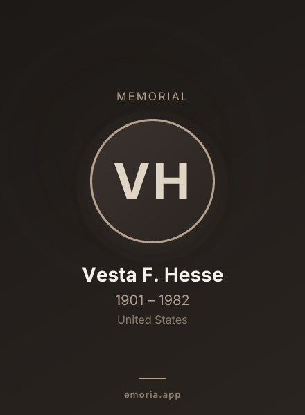 Memorial portrait of Vesta F. Hesse