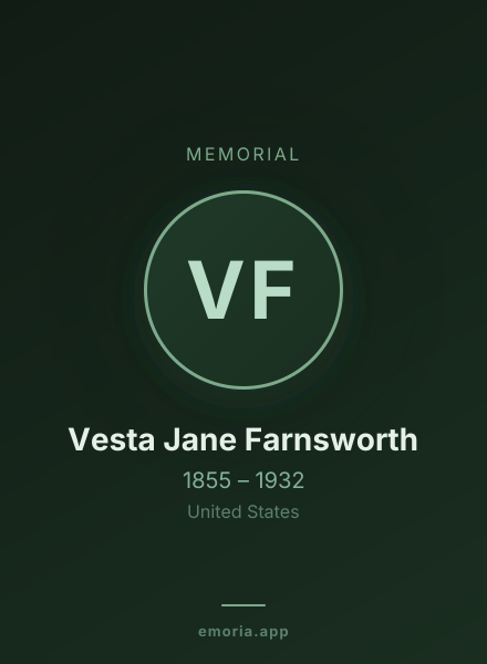 Memorial portrait of Vesta Jane Farnsworth