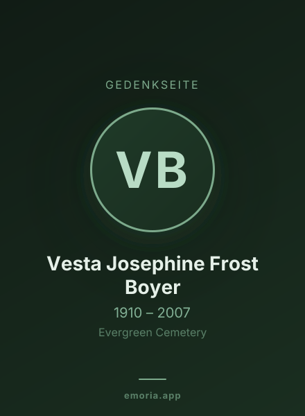 Gedenkportrait von Vesta Josephine Frost Boyer