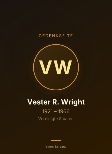 Gedenkportrait von Vester R. Wright