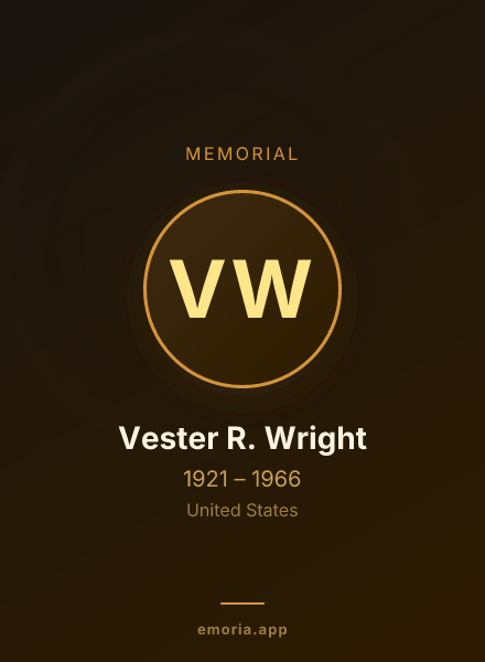 Memorial portrait of Vester R. Wright