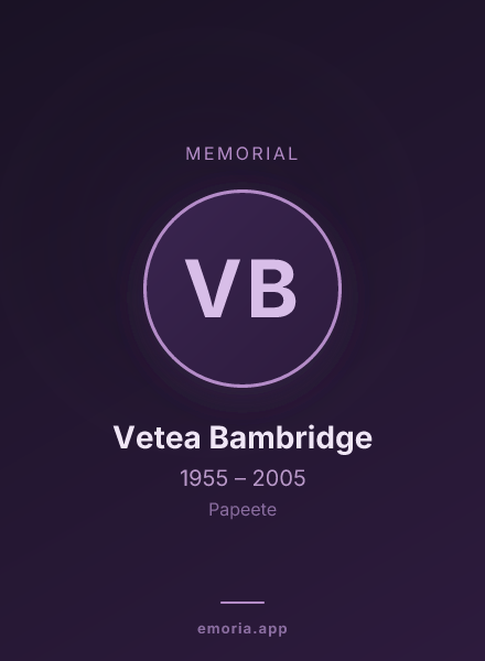 Memorial portrait of Vetea Bambridge