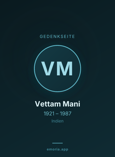 Gedenkportrait von Vettam Mani