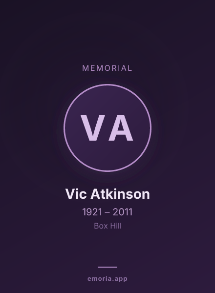 Memorial portrait of Vic Atkinson
