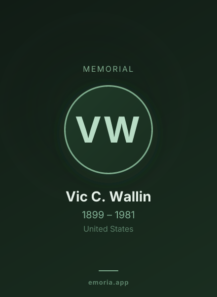Memorial portrait of Vic C. Wallin