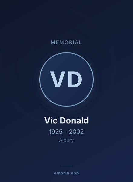 Memorial portrait of Vic Donald