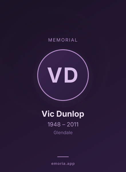 Memorial portrait of Vic Dunlop