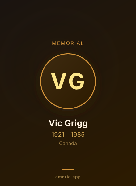Memorial portrait of Vic Grigg