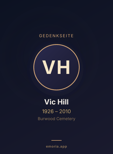 Gedenkportrait von Vic Hill