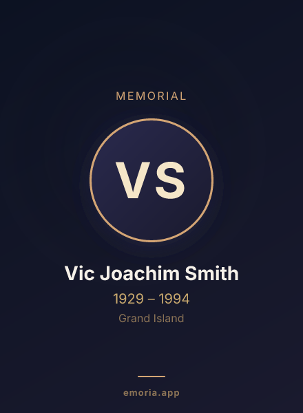 Memorial portrait of Vic Joachim Smith