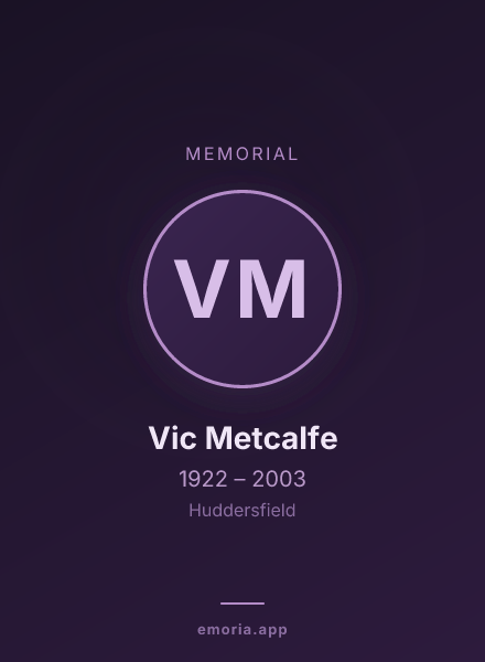 Memorial portrait of Vic Metcalfe
