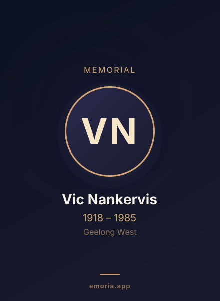 Memorial portrait of Vic Nankervis