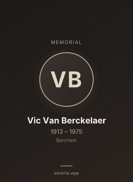 Memorial portrait of Vic Van Berckelaer