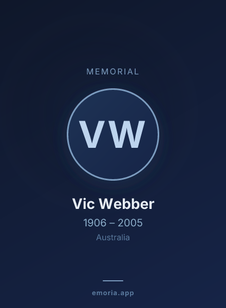 Memorial portrait of Vic Webber